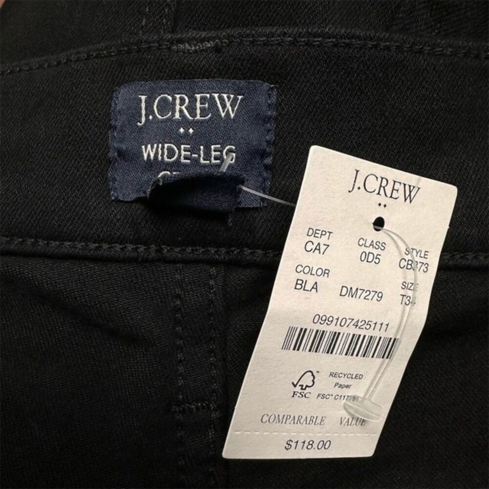 NWT J. Crew Factory Women's Tall Cropped Wide-Leg Black Jeans Size 34T - Picture 5 of 10